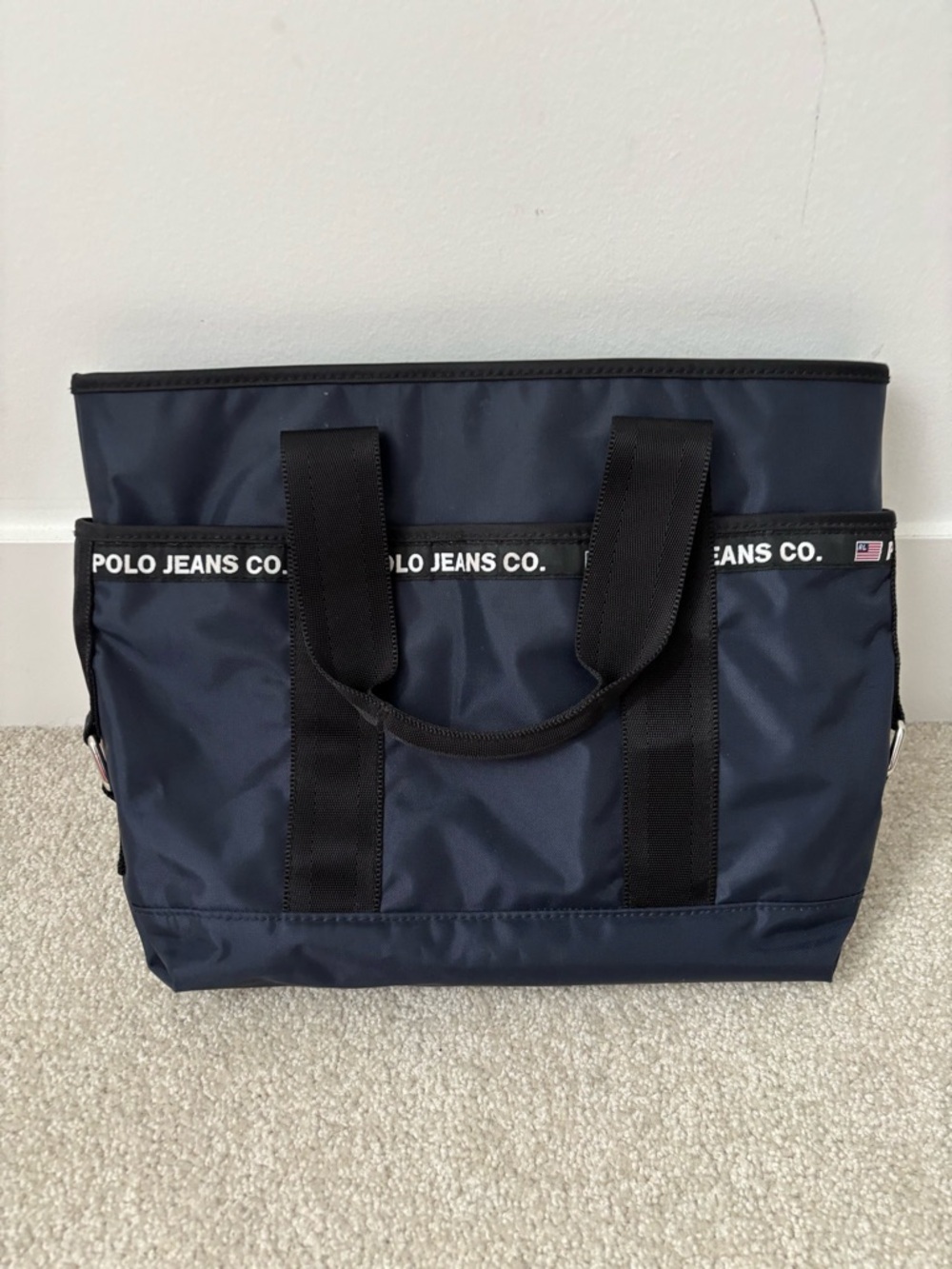 Polo Jeans Co Ralph Lauren Navy Nylon Tote Bag Preppy Y2K Minimalist Carry